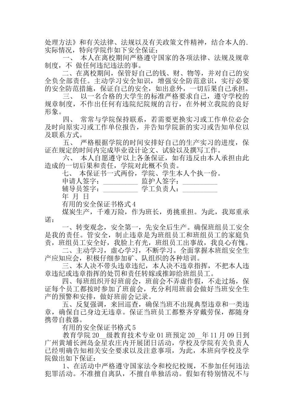 实用的安全保证书格式_第2页