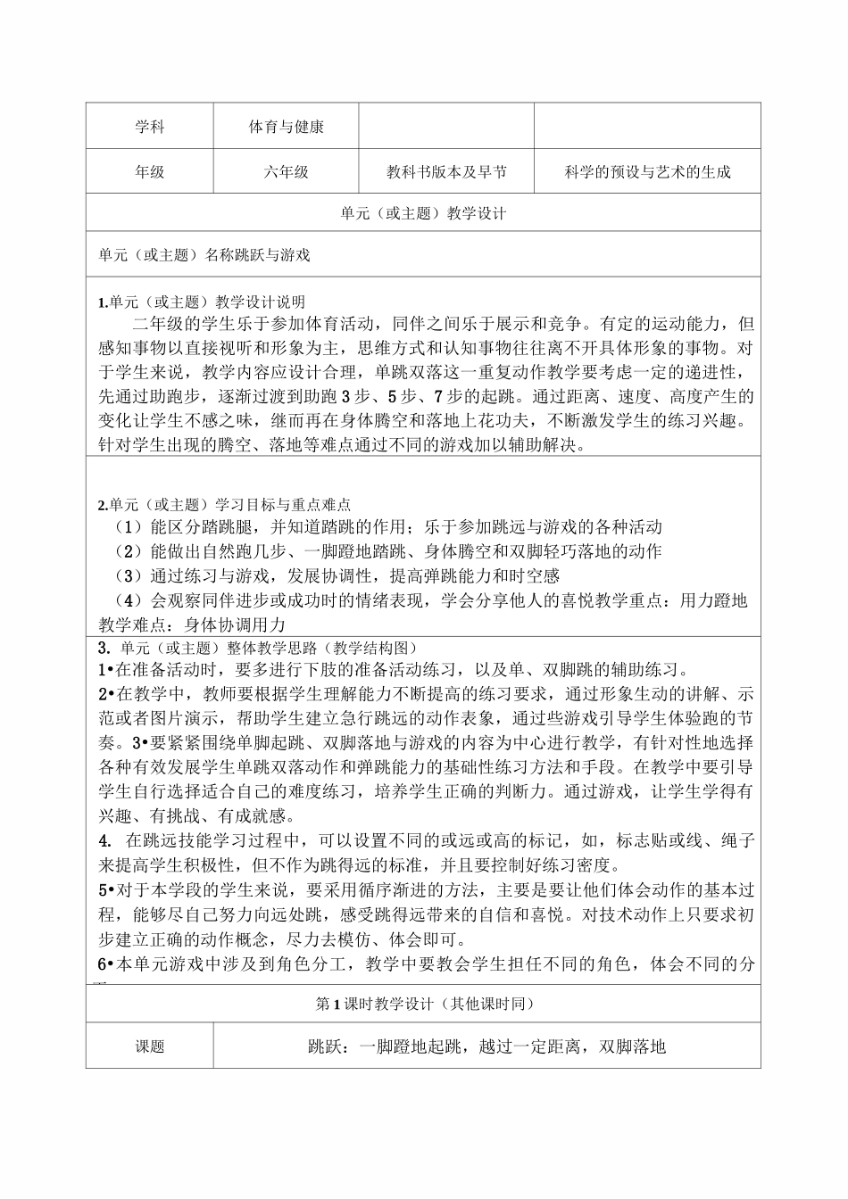 《跳跃》单元教学设计_第1页