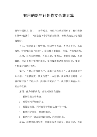 实用的新年计划作文合集五篇