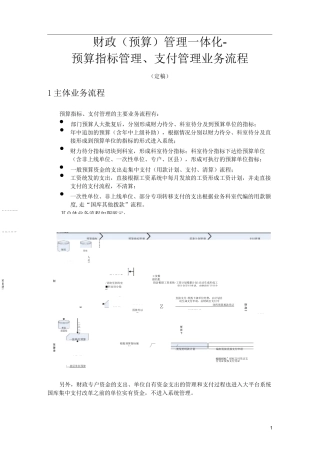 财政(预算)管理一体化-预算指标和国库支付管理(含财政专户、工资统发、单位自有资金)业务流程