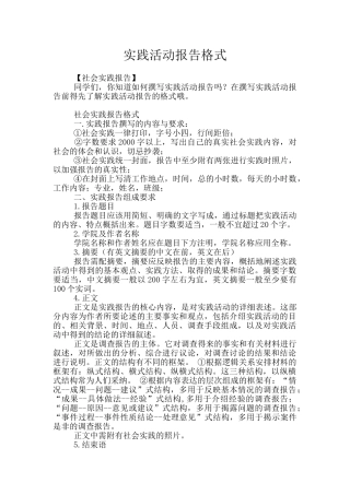 实践活动报告格式