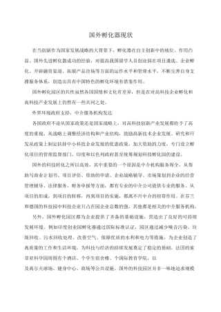 国外孵化器现状