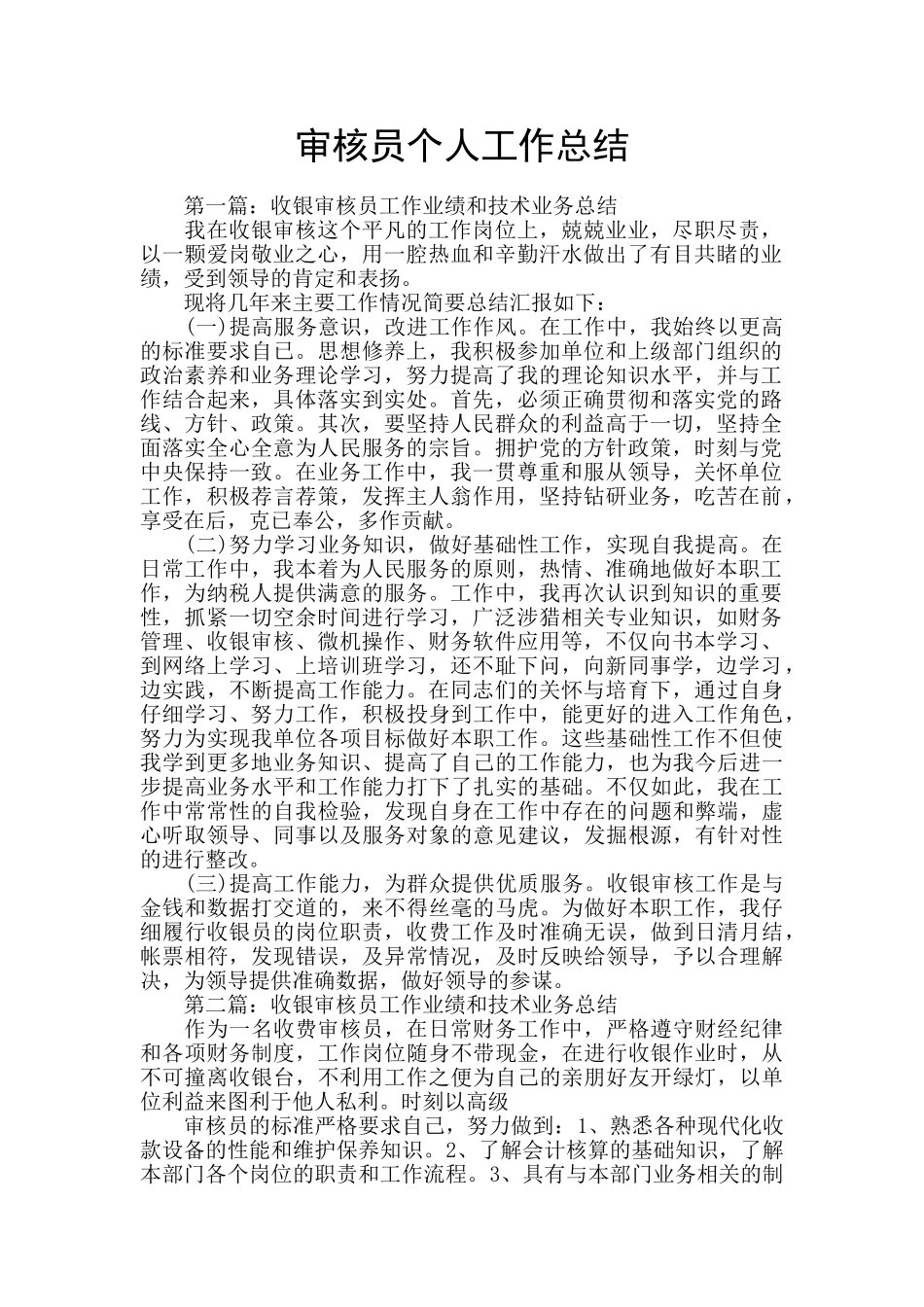 审核员个人工作总结_第1页