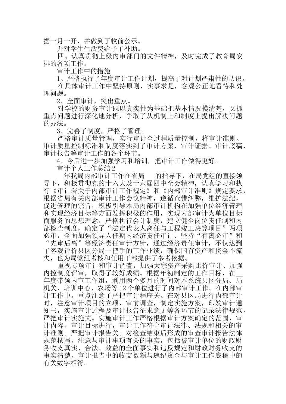 审计个人工作总结2024五篇_第2页