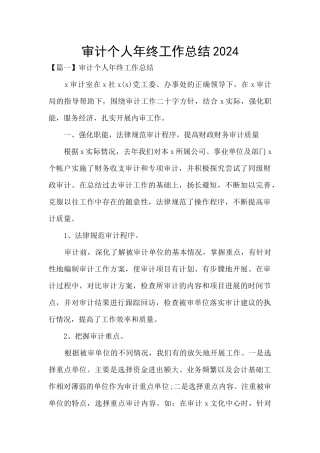 审计个人年终工作总结2024