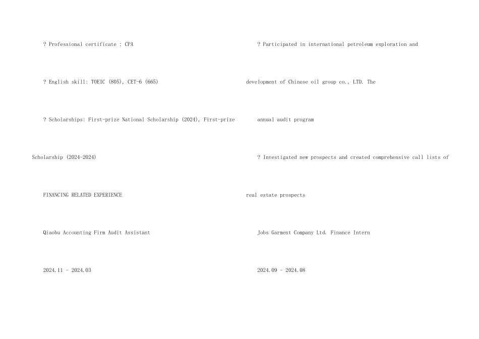 审计个人英文简历模板_第2页