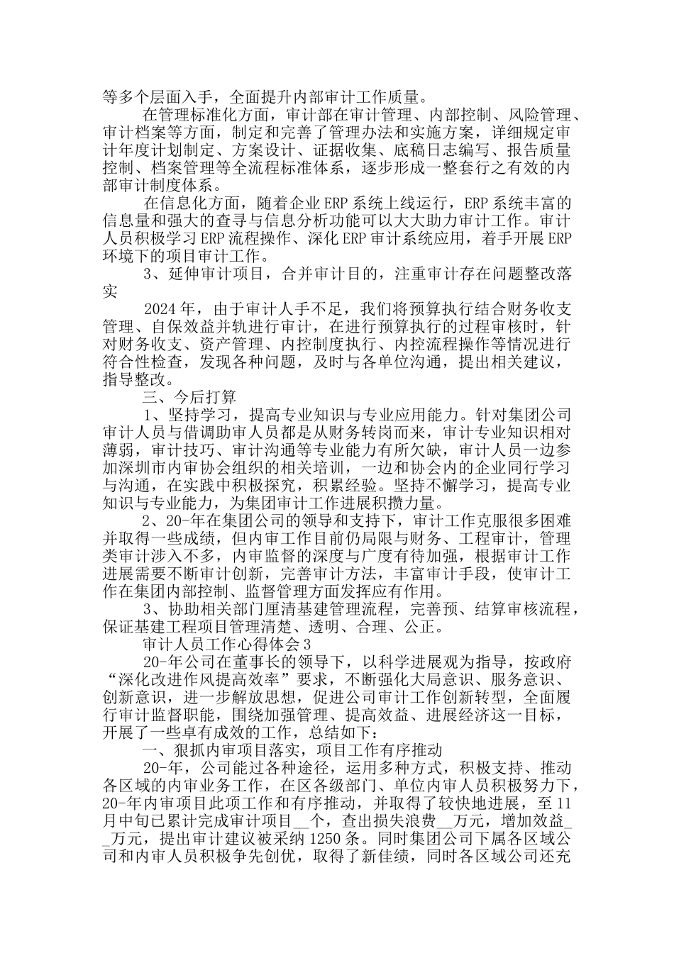 审计人员工作心得体会范文5篇_第3页