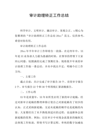 审计助理转正工作总结