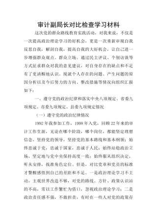 审计副局长对照检查学习材料