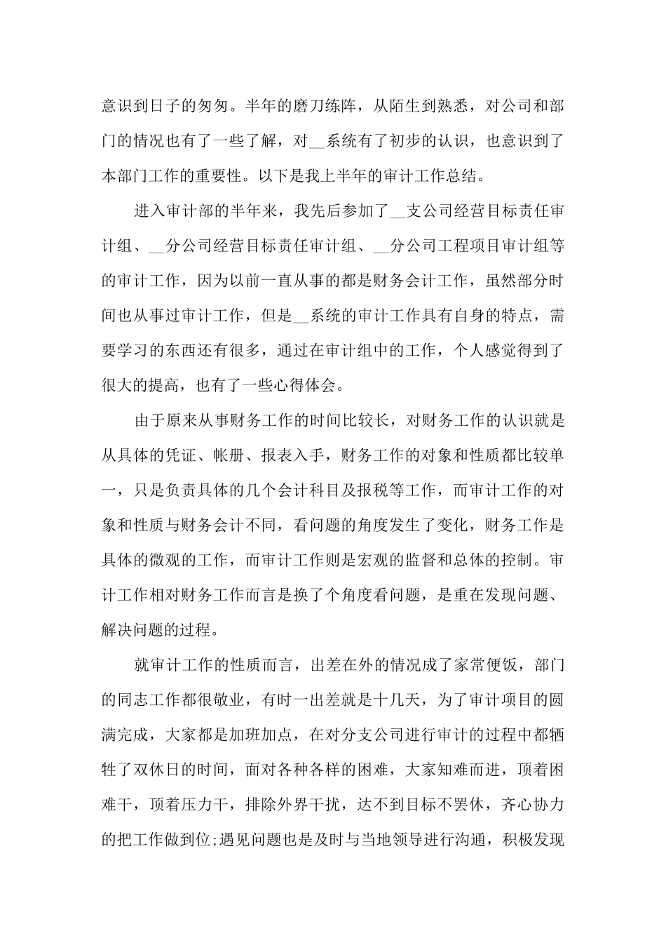 审计员工上半年工作总结5篇_第3页