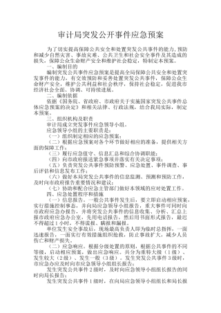 审计局突发公开事件应急预案
