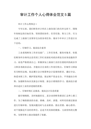 审计工作个人心得体会范文5篇