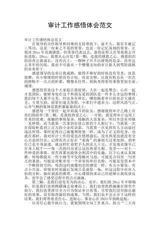 审计工作感悟体会范文