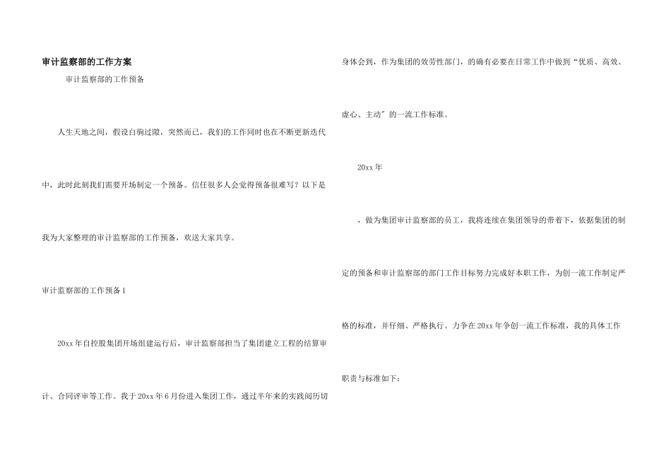 审计监察部的工作计划_第1页