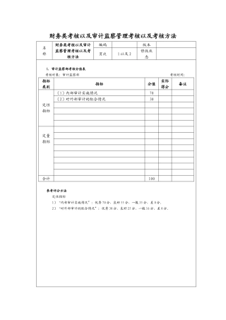审计监察管理考核以及考核方法