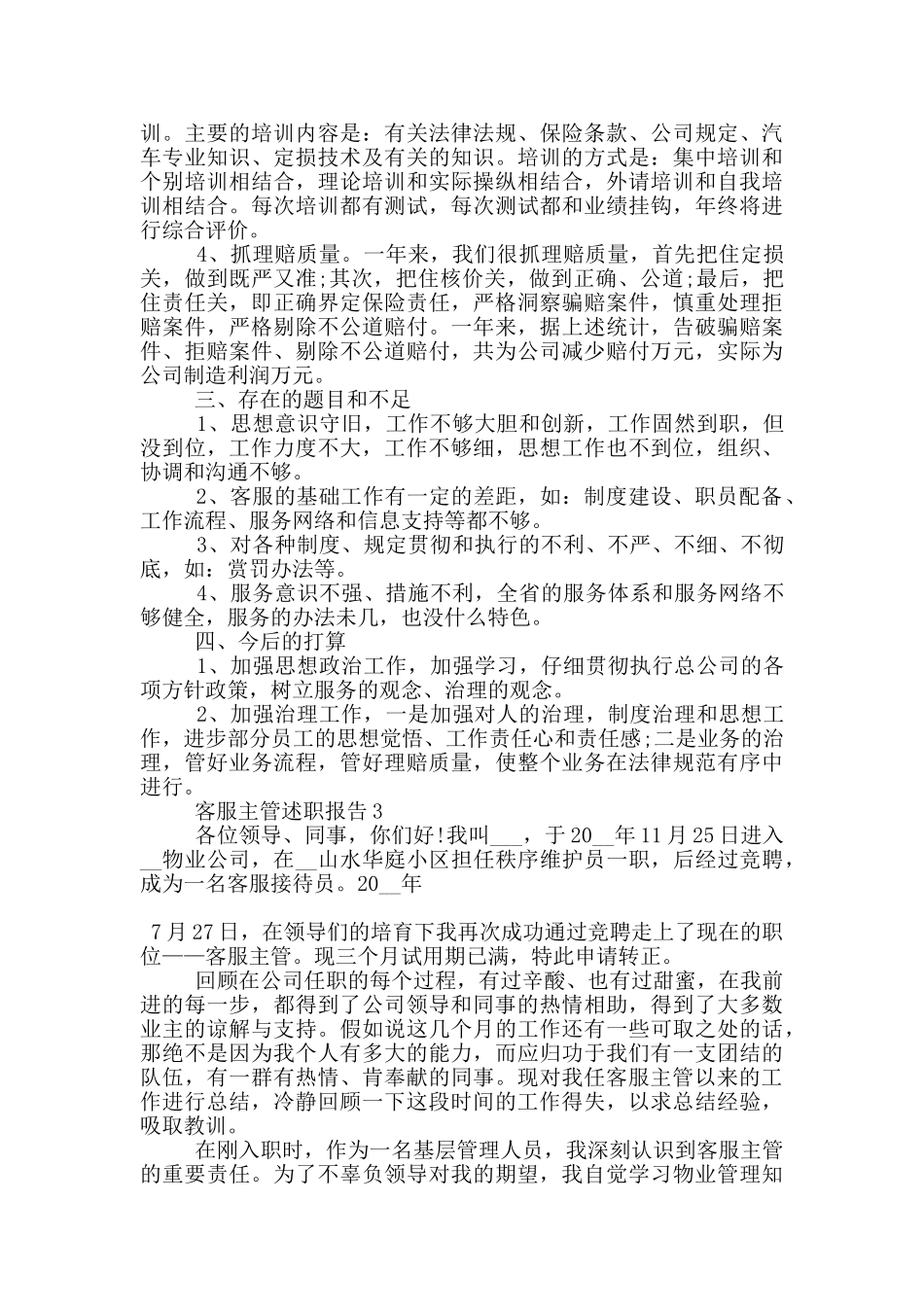 客服主管个人年度述职报告范文5篇_第3页