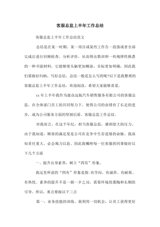 客服总监上半年工作总结