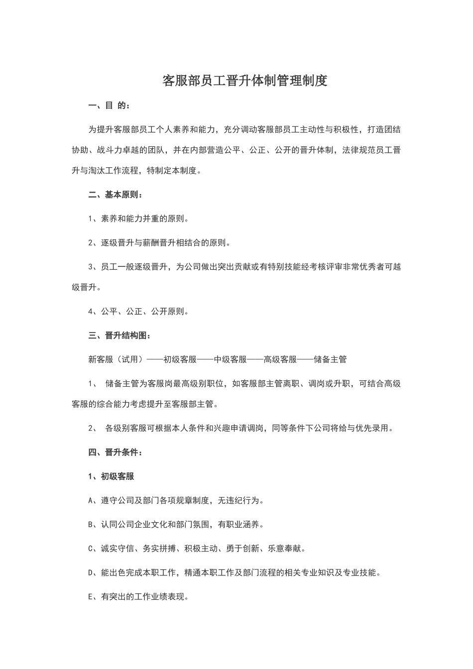 客服晋升制度_第1页
