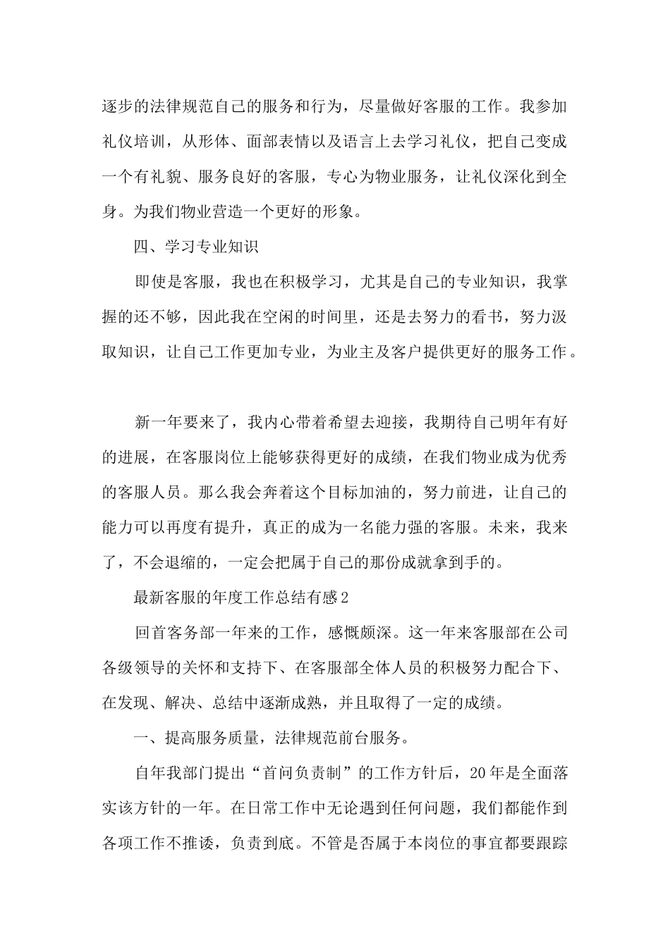 客服的年度工作总结有感范本10篇_第2页