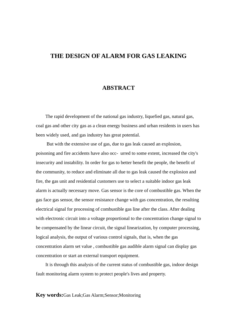 室内煤气和天然气泄漏报警装置_第2页