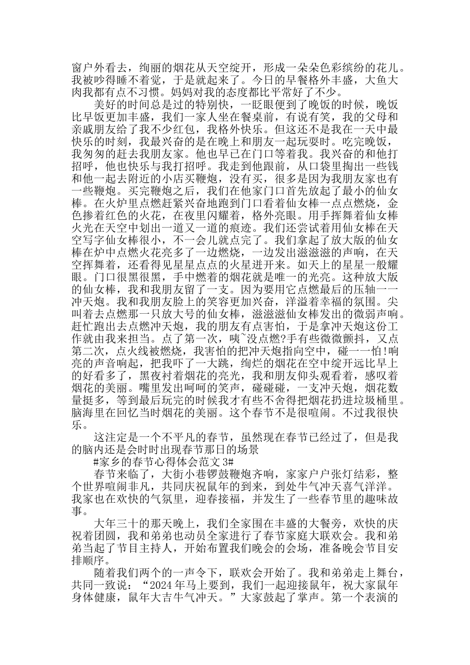 家乡的春节心得体会范文五篇_第2页