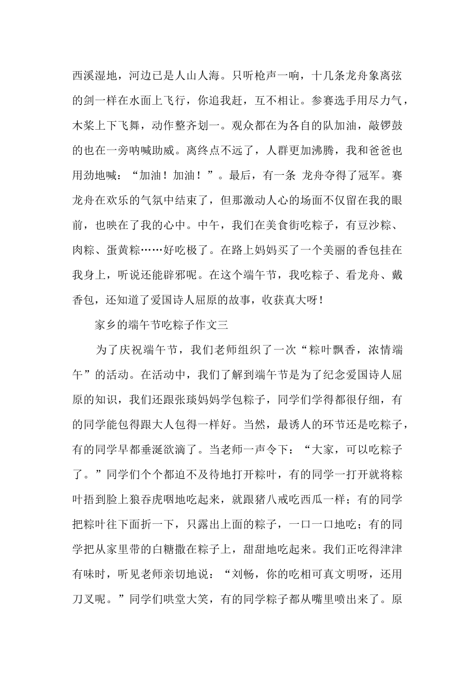 家乡的端午节吃粽子作文素材合辑五篇_第2页