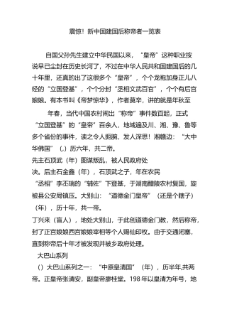 震惊!新中国建国后称帝者一览表
