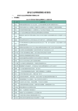家电行业网络营销分析报告