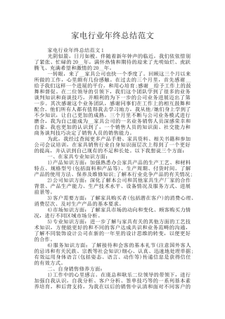 家电行业年终总结范文
