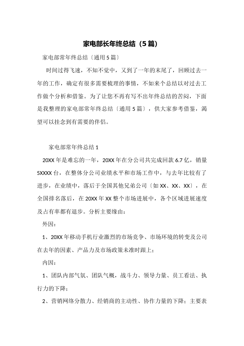 家电部长年终总结_第1页