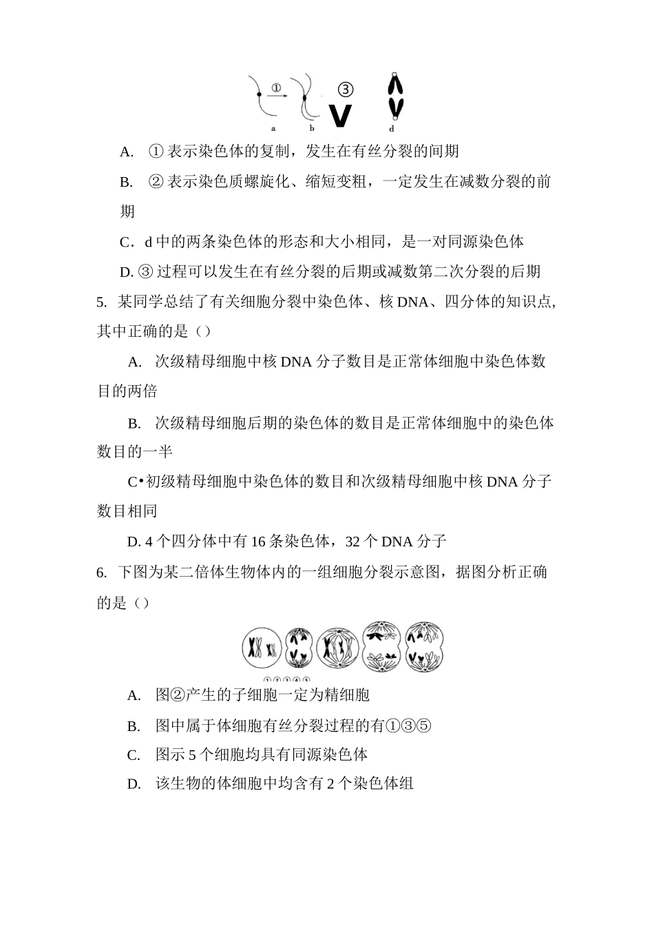 高考生物《减数分裂和受精作用》专项练习_第2页