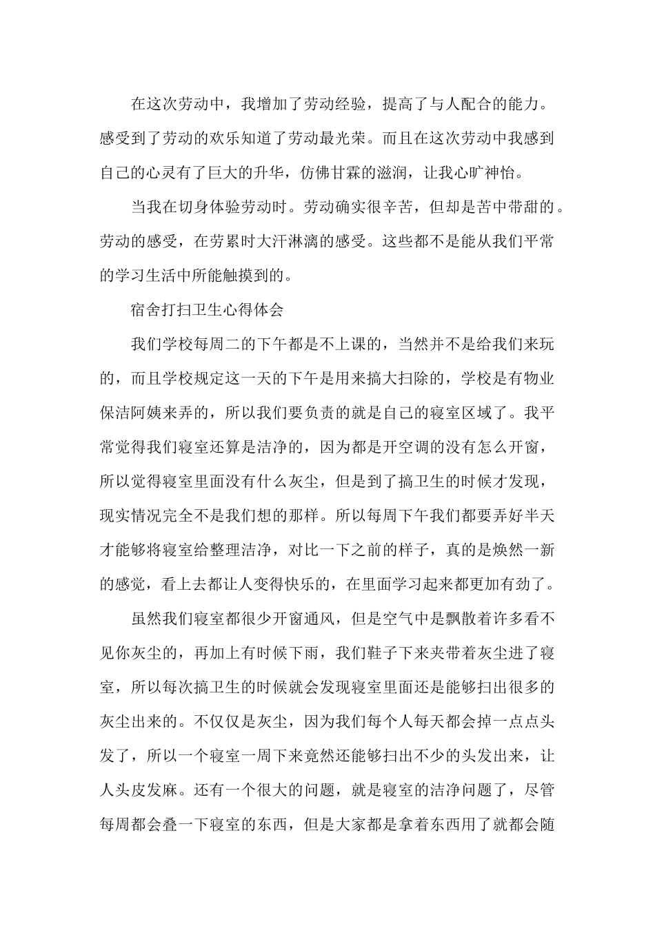 宿舍打扫卫生心得体会_第2页