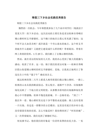 寒假三下乡社会实践优秀报告