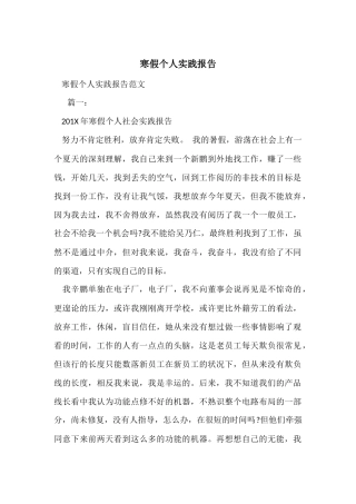 寒假个人实践报告