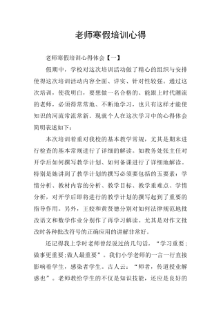 寒假培训心得
