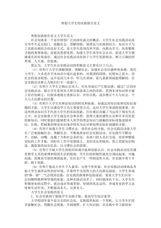 寒假大学生的实践报告范文精选