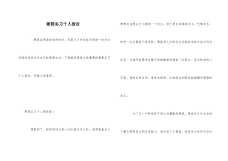 寒假实习个人报告
