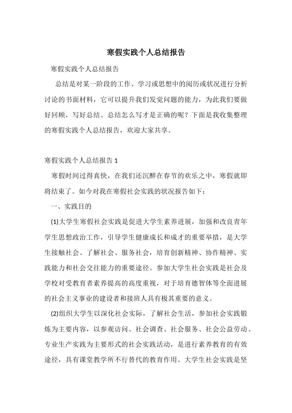 寒假实践个人总结报告_第1页