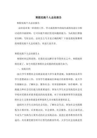 寒假实践个人总结报告