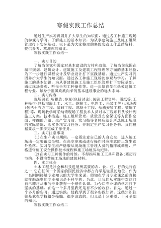 寒假实践工作总结