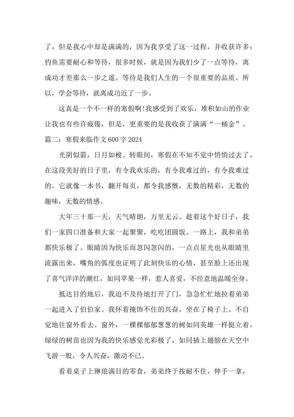 寒假来临作文600字2024范文4篇_第2页