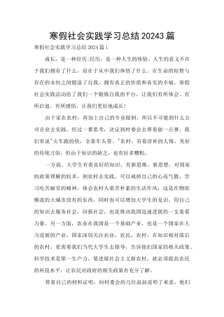 寒假社会实践学习总结20243篇