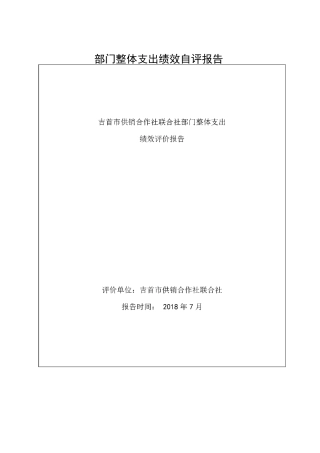 部门整体支出绩效自评报告