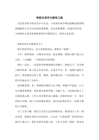 寒假见闻学生随笔五篇
