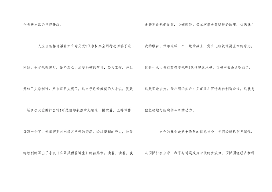 寒假读《钢铁是怎样炼成的》有感优秀800字_第2页