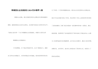 寒暑假社会实践报告2024范本精萃5篇