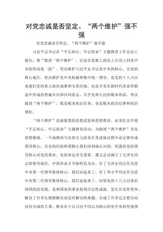 对党忠诚是否坚定、“两个维护”强不强