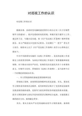 对巡视工作的认识