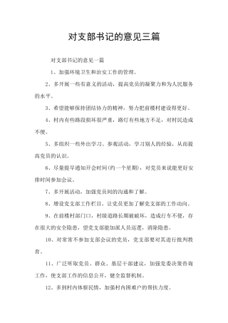 对支部书记的意见三篇