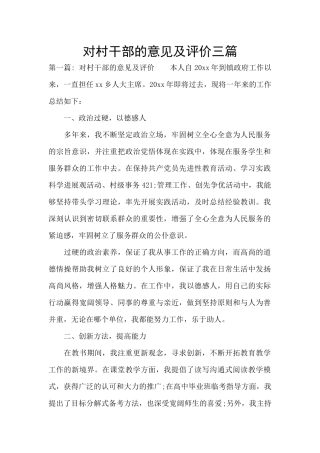 对村干部的意见及评价三篇